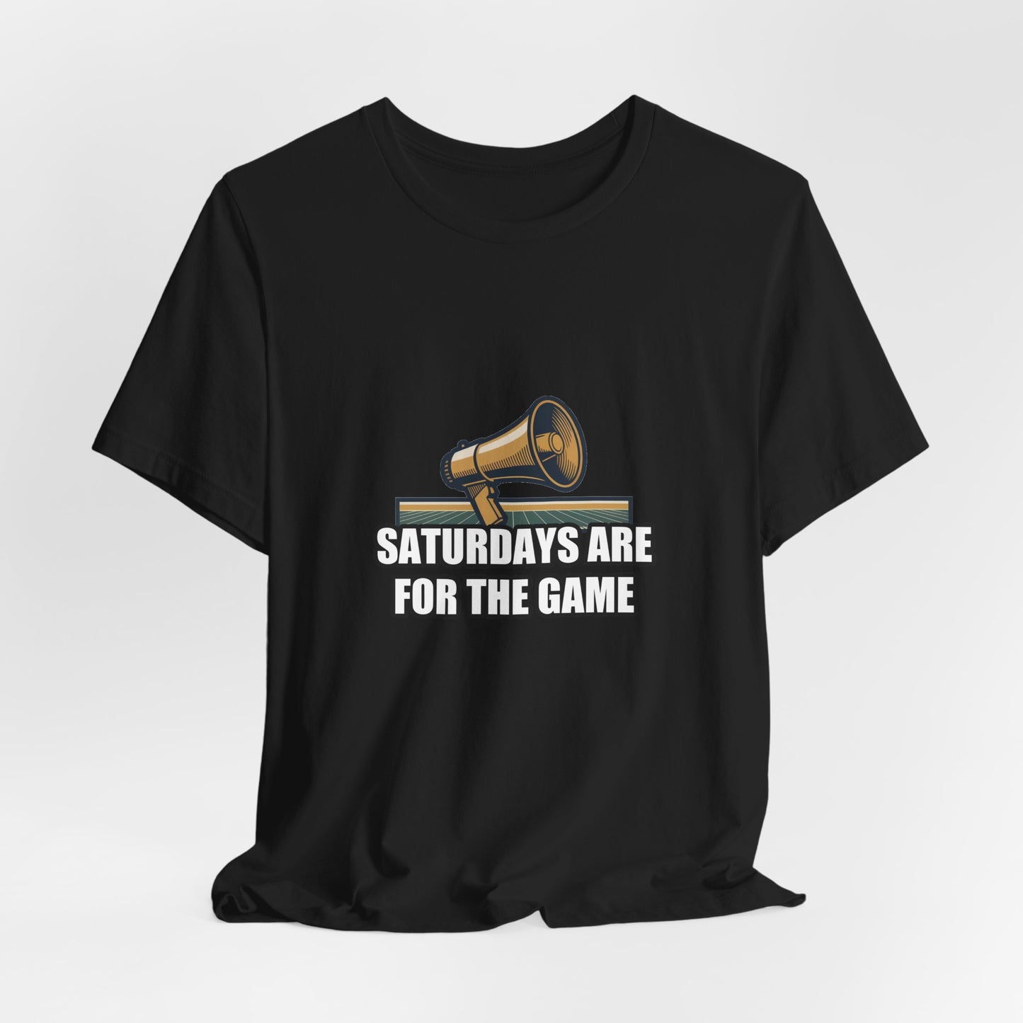 Vintage Gameday Megaphone Retro Navy & Gold Football Tee — Vintage Gameday Megaphone Football Field Tee - Retro Navy & Gold Sports Broadcast Sticker Shirt