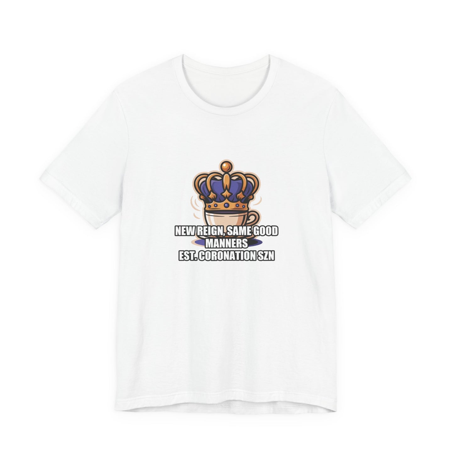 Royal Crown & Teacup Graphic Tee — Royal Crown & Teacup Tee - Ornate Coronation Tea Time British Royalty Graphic