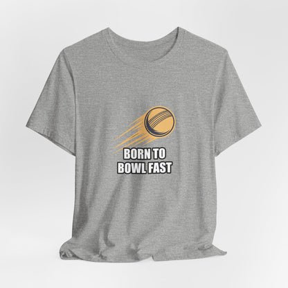Fast Bowling Cricket Ball Tee - Minimalist Line Art Sticker Design in Gold & Navy