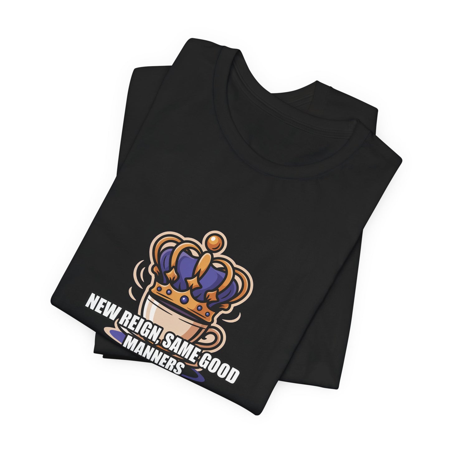 Royal Crown & Teacup Graphic Tee — Royal Crown & Teacup Tee - Ornate Coronation Tea Time British Royalty Graphic