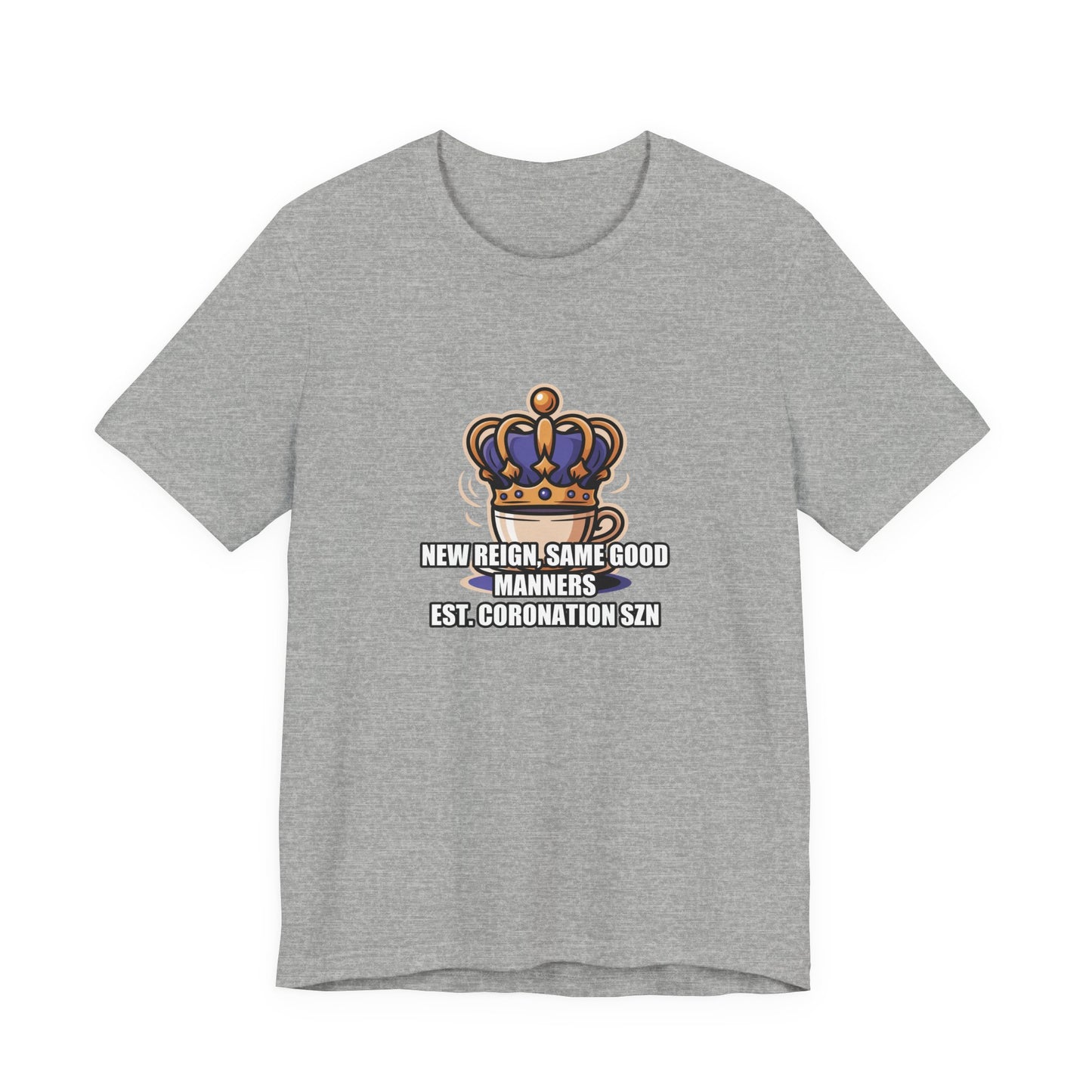 Royal Crown & Teacup Graphic Tee — Royal Crown & Teacup Tee - Ornate Coronation Tea Time British Royalty Graphic