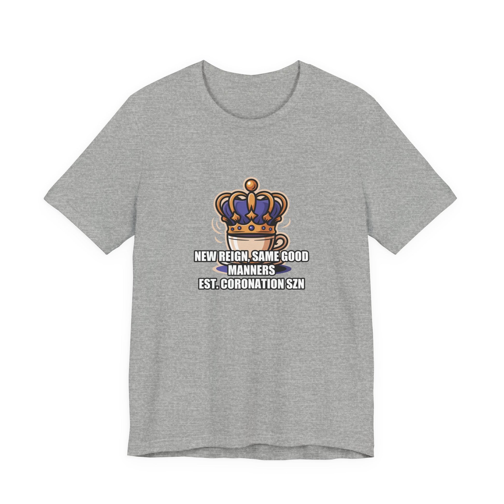 Royal Crown & Teacup Graphic Tee — Royal Crown & Teacup Tee - Ornate Coronation Tea Time British Royalty Graphic