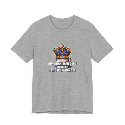 Royal Crown & Teacup Graphic Tee — Royal Crown & Teacup Tee - Ornate Coronation Tea Time British Royalty Graphic