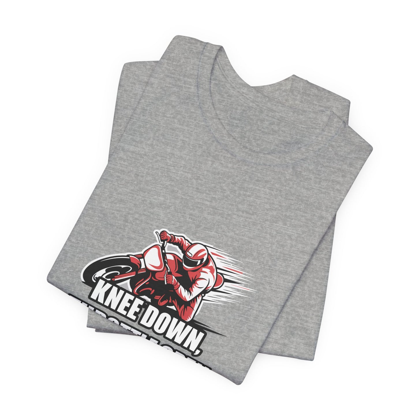 Knee-Down Racer Motorcycle Tee - Bold Vector Speed Streaks Racing Graphic