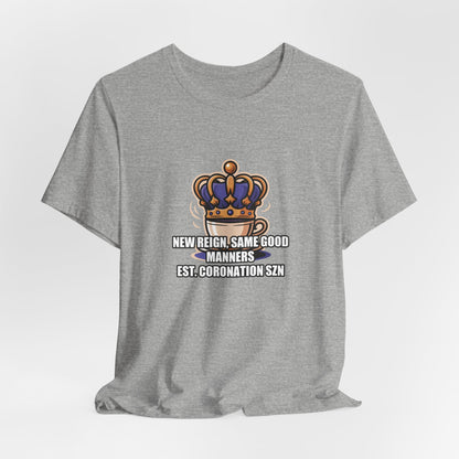 Royal Crown & Teacup Tee - Ornate Coronation Tea Time British Royalty Graphic