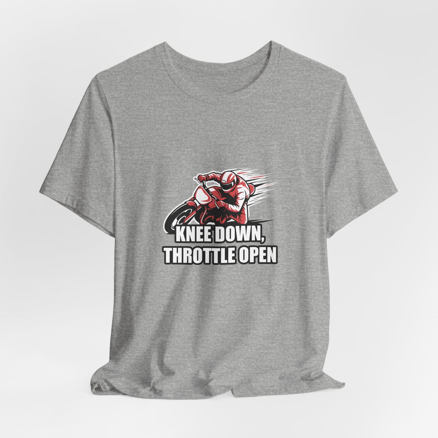 Knee-Down Racer Motorcycle Tee - Bold Vector Speed Streaks Racing Graphic