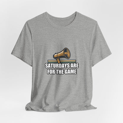 Vintage Gameday Megaphone Football Field Tee - Retro Navy & Gold Sports Broadcast Sticker Shirt