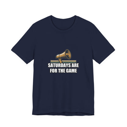 Vintage Gameday Megaphone Retro Navy & Gold Football Tee — Vintage Gameday Megaphone Football Field Tee - Retro Navy & Gold Sports Broadcast Sticker Shirt