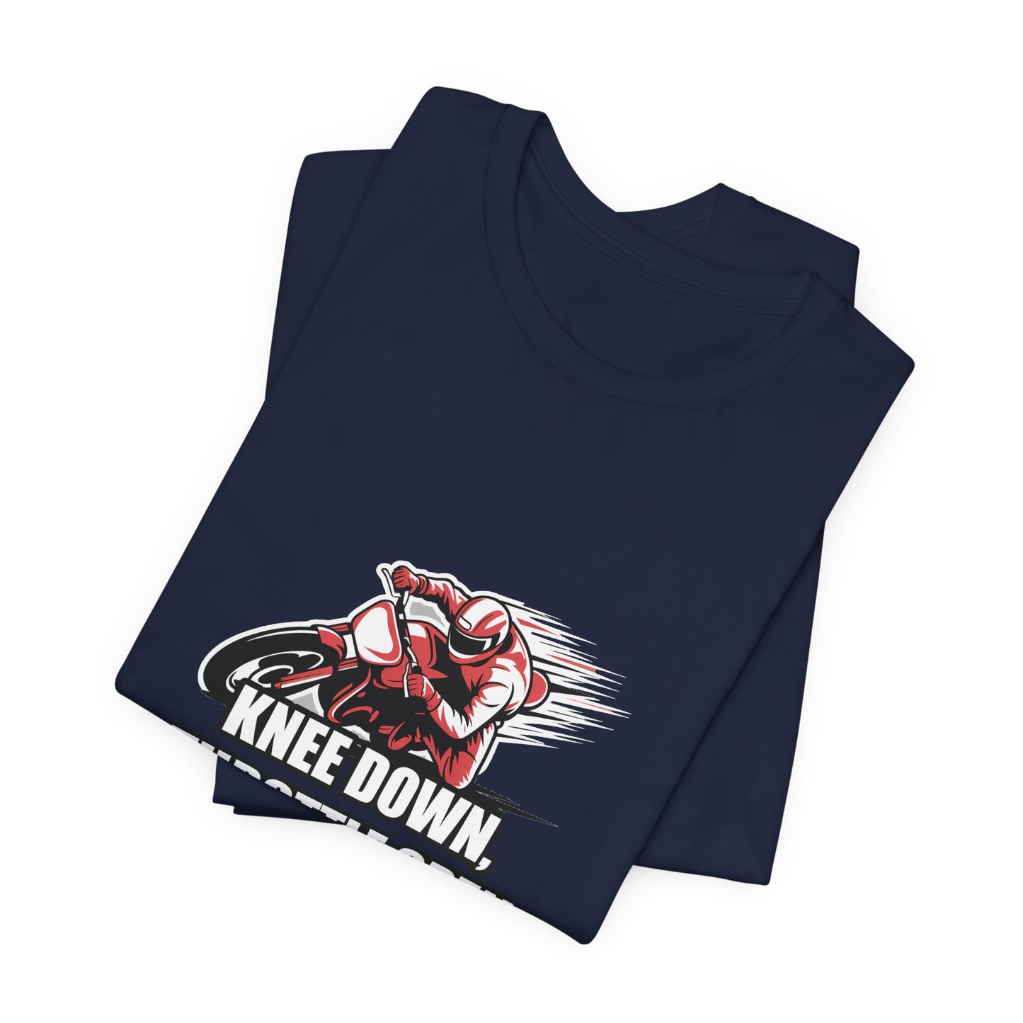 Knee-Down Racer Motorcycle Tee - Bold Vector Speed Streaks Racing Graphic