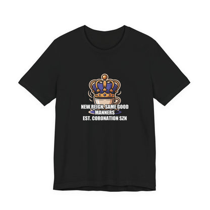 Royal Crown & Teacup Graphic Tee — Royal Crown & Teacup Tee - Ornate Coronation Tea Time British Royalty Graphic