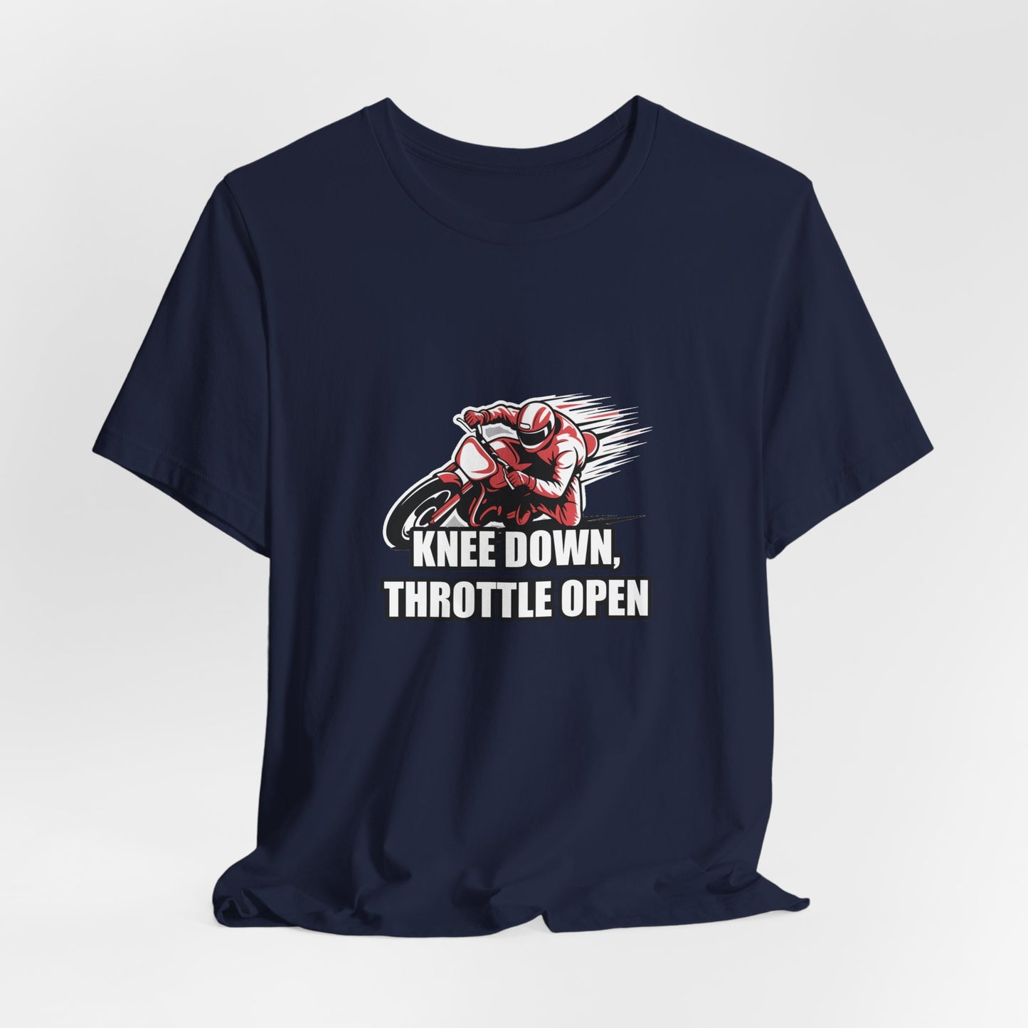 Knee-Down Racer Motorcycle Tee - Bold Vector Speed Streaks Racing Graphic