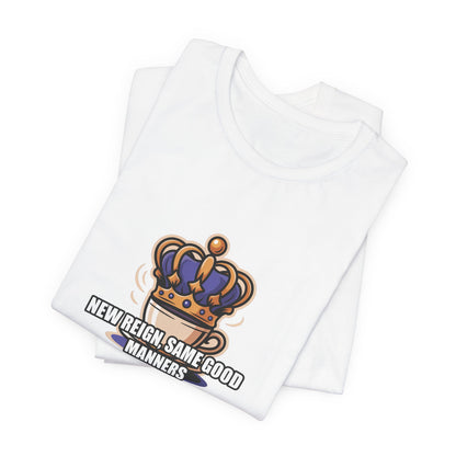 Royal Crown & Teacup Graphic Tee — Royal Crown & Teacup Tee - Ornate Coronation Tea Time British Royalty Graphic