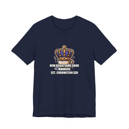 Royal Crown & Teacup Graphic Tee — Royal Crown & Teacup Tee - Ornate Coronation Tea Time British Royalty Graphic