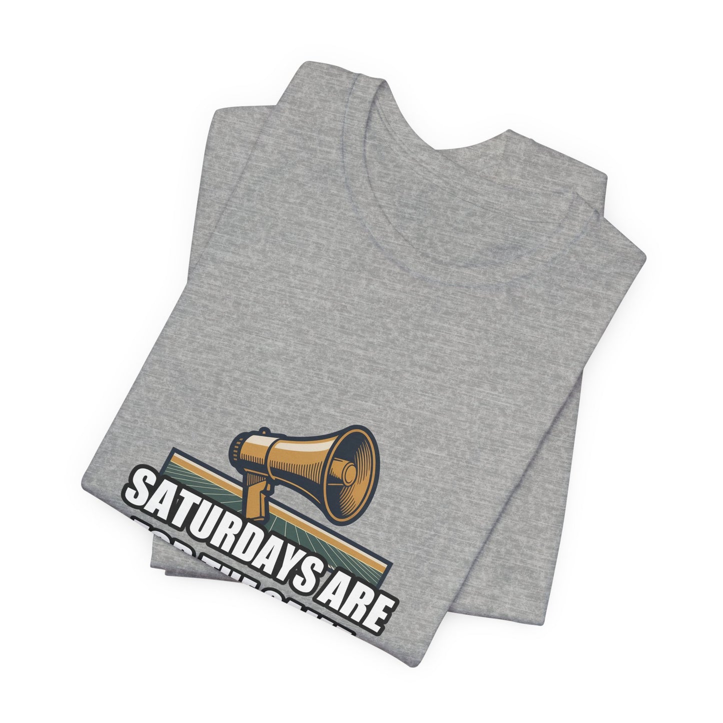 Vintage Gameday Megaphone Football Field Tee - Retro Navy & Gold Sports Broadcast Sticker Shirt