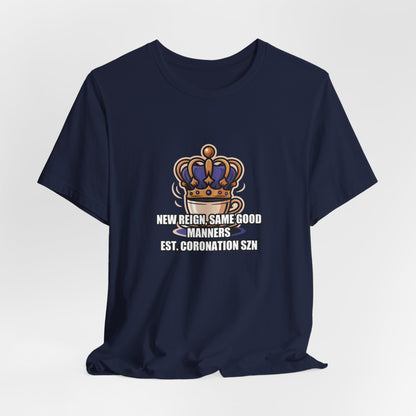Royal Crown & Teacup Tee - Ornate Coronation Tea Time British Royalty Graphic
